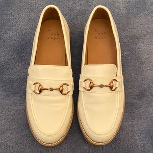 A New Day Women's Ivory Loafers with Gold Accents